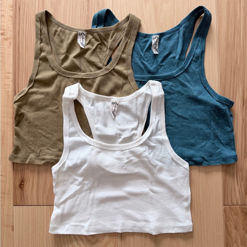 Free People “Throw It On” Brami cropped tank Bundle – 3 Pack (Size S)